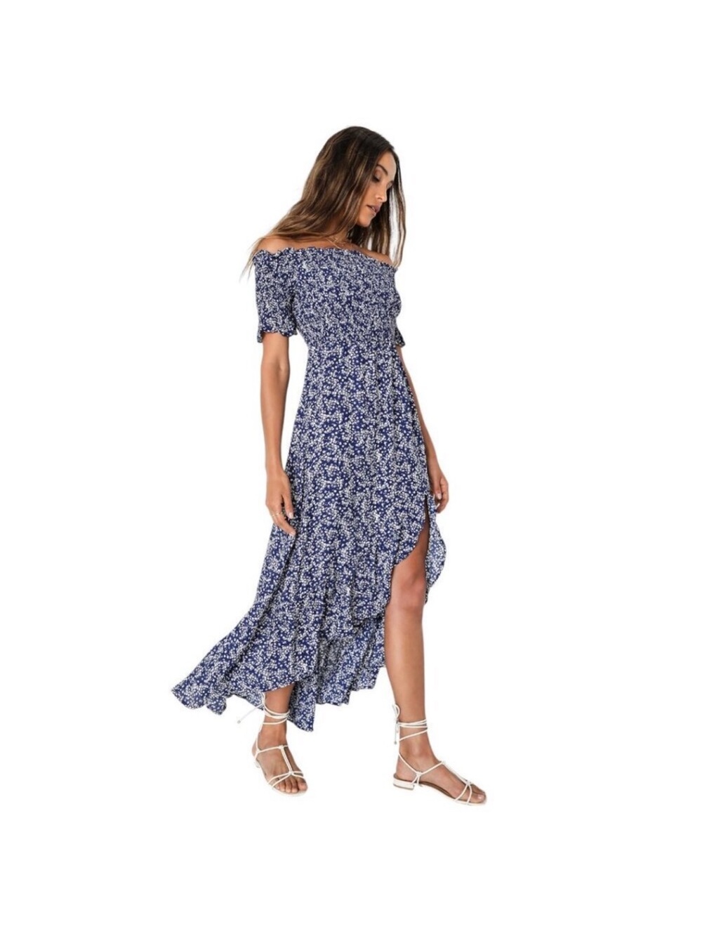 Lulus Blue Floral Maxi Dress